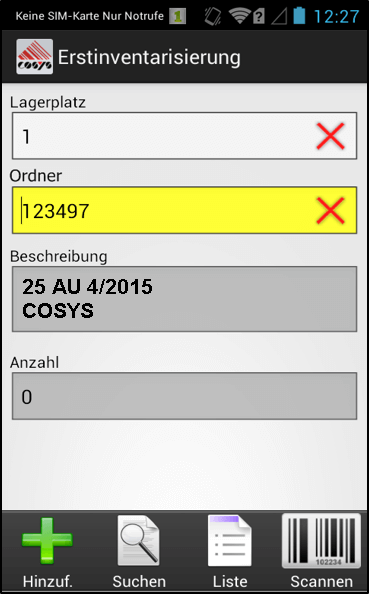 Inventario iniziale Ordner Dokumentenverwaltung Inventario iniziale Ordner Dokumentenverwaltung